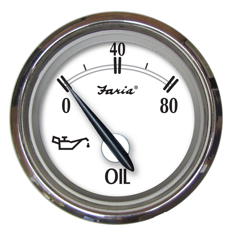 Faria Newport SS 2" Oil Pressure Gauge - 0 to 80 PSI [25001]