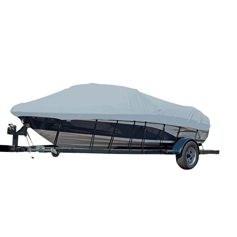 Carver Sun-DURA Styled-to-Fit Boat Cover f/21.5 Sterndrive V-Hull Runabout Boats (Including Eurostyle) w/Windshield  Hand/Bow Rails - Grey [77121S-11]